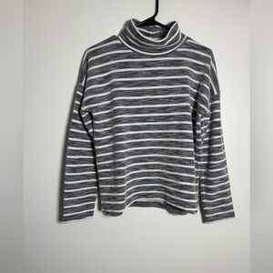 J.Crew Black White Striped Turtleneck Sweater Soft Knit Size S